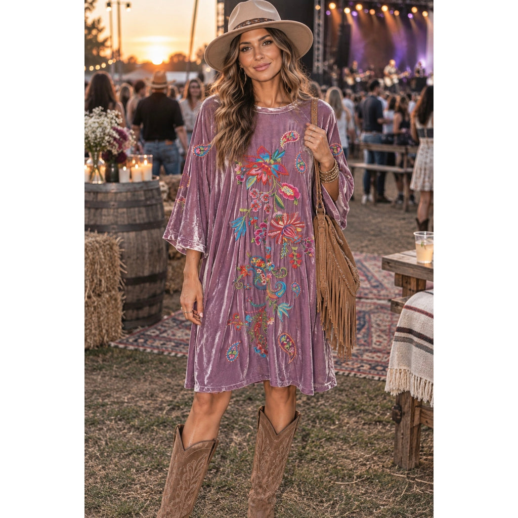 JOHNNY WAS Karime Velvet Flutter Sleeve Raglan Dress NWT Size SMALL