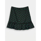 FLORA BEA Zenon Black Narrow Avenue Polka Dot Satin Mini Skirt NWT SMALL