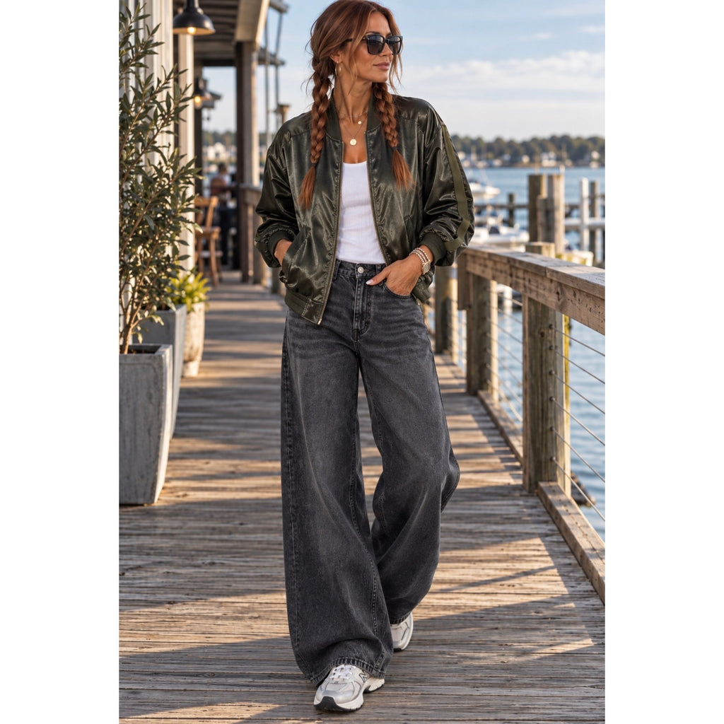 FREE PEOPLE Satin Bomber Jacket NWOT Size SMALL