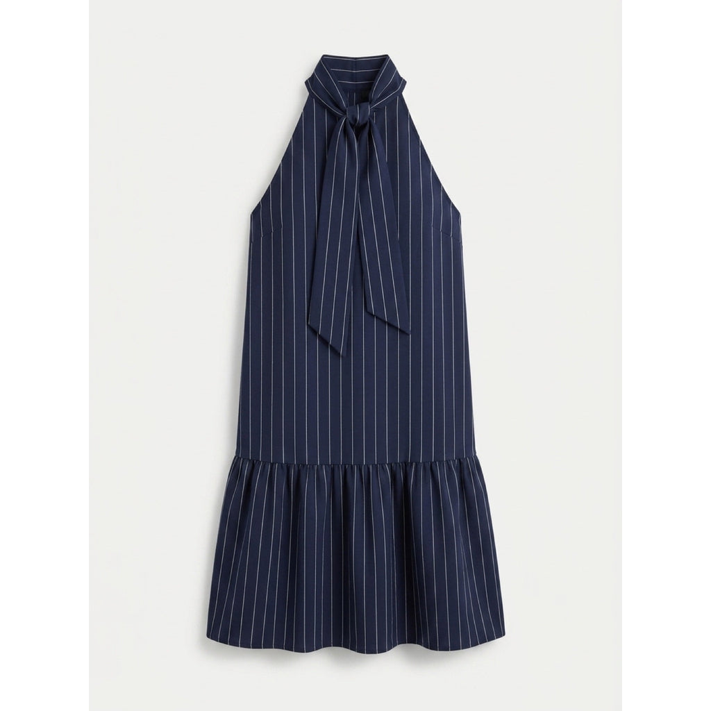 FLORA BEA NYC Tori Dress in NAVY PINSTRIPE NWT SMALL