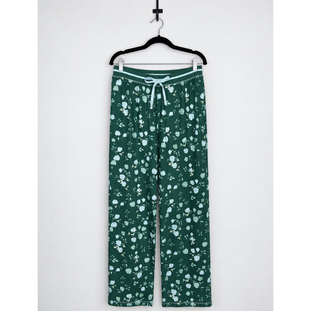 P.J. SALVAGE Green Floral Thermal Velour Open Leg Pajama Pants NWT Size M