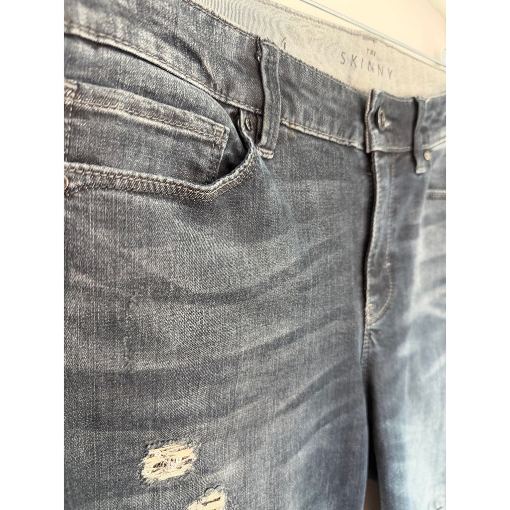 WHITE HOUSE BLACK MARKET The Skinny Jeans with Sequin Distress NWT Size 4