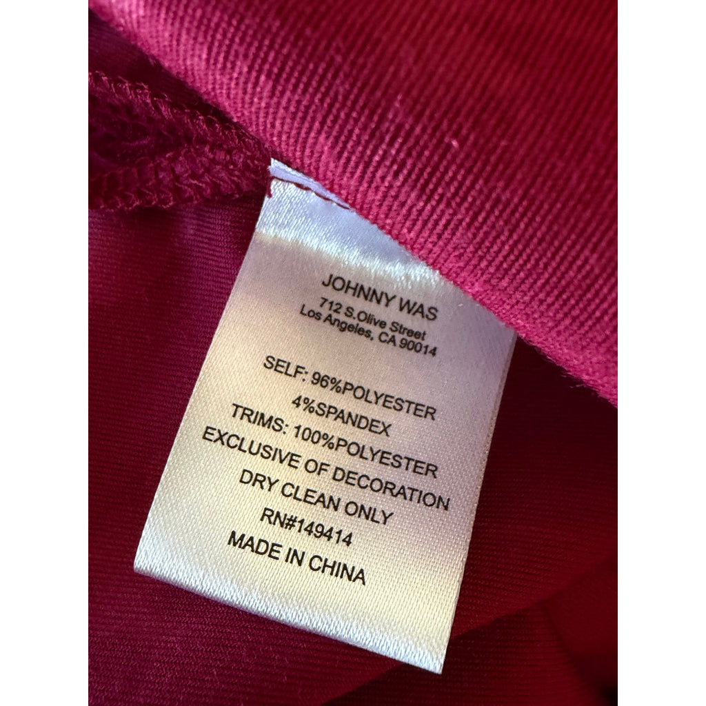 JOHNNY WAS Embossed Stretch Velvet Tunic NWT Size SMALL