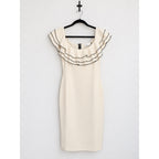 THE ROOM Anthropologie Cream Bodycon Ruffle Dress NWT Size LARGE