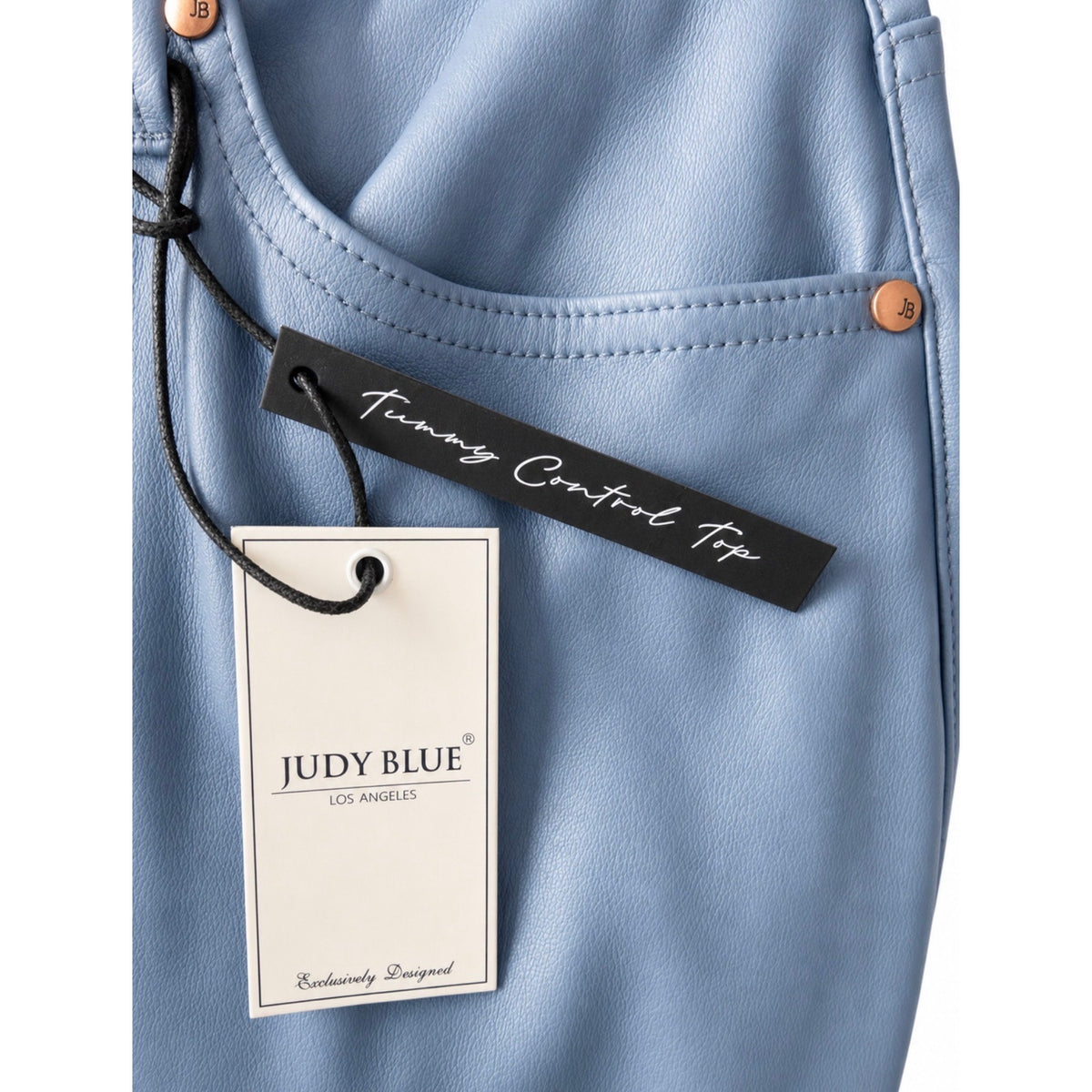 JUDY BLUE Faux Leather Flare Trouser Pants with Tummy Control NWT Size Small 3/26