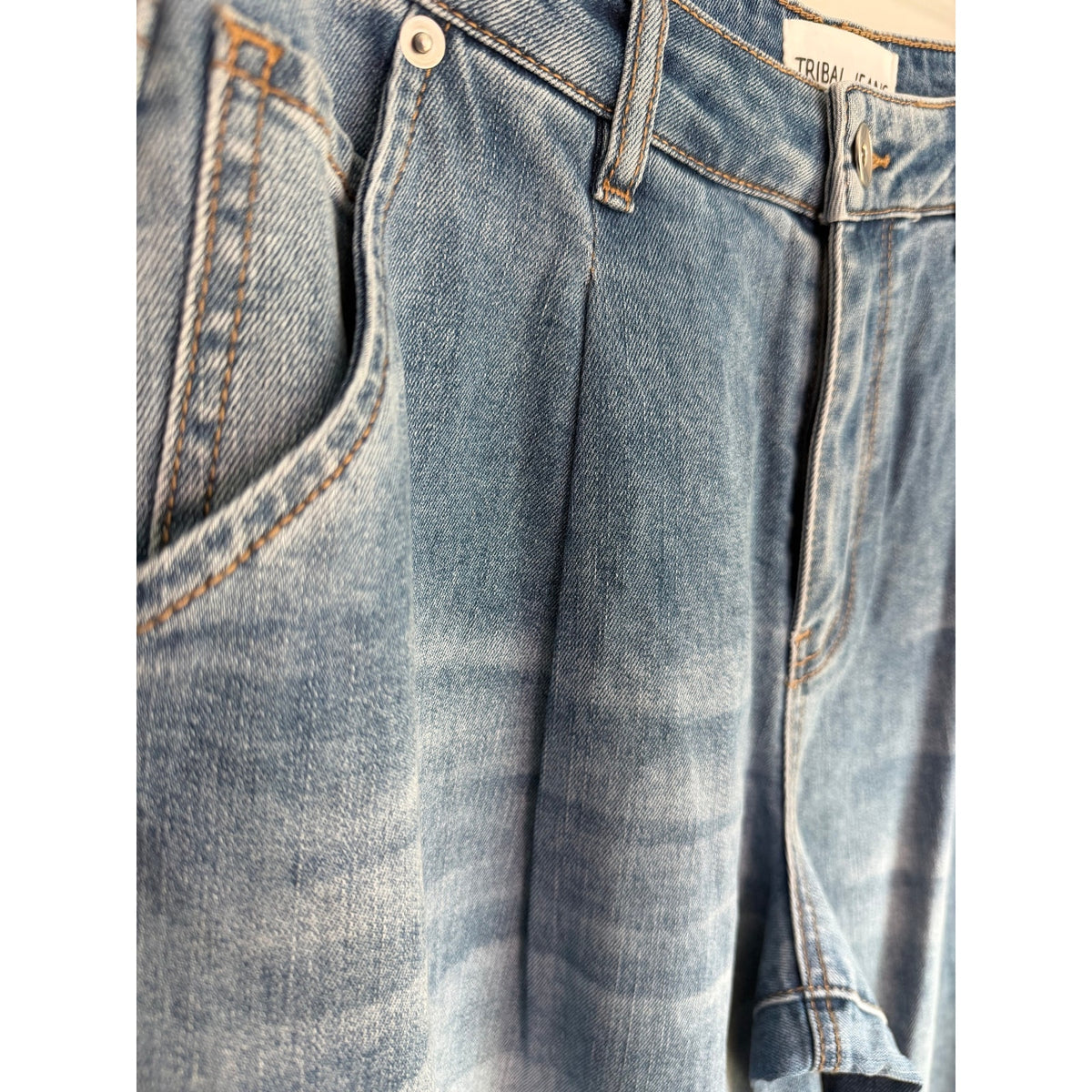 TRIBAL JEANS Audrey Mid Rise Girlfriend Barrel Leg l Jamba Balloon Jeans NWT Size 6