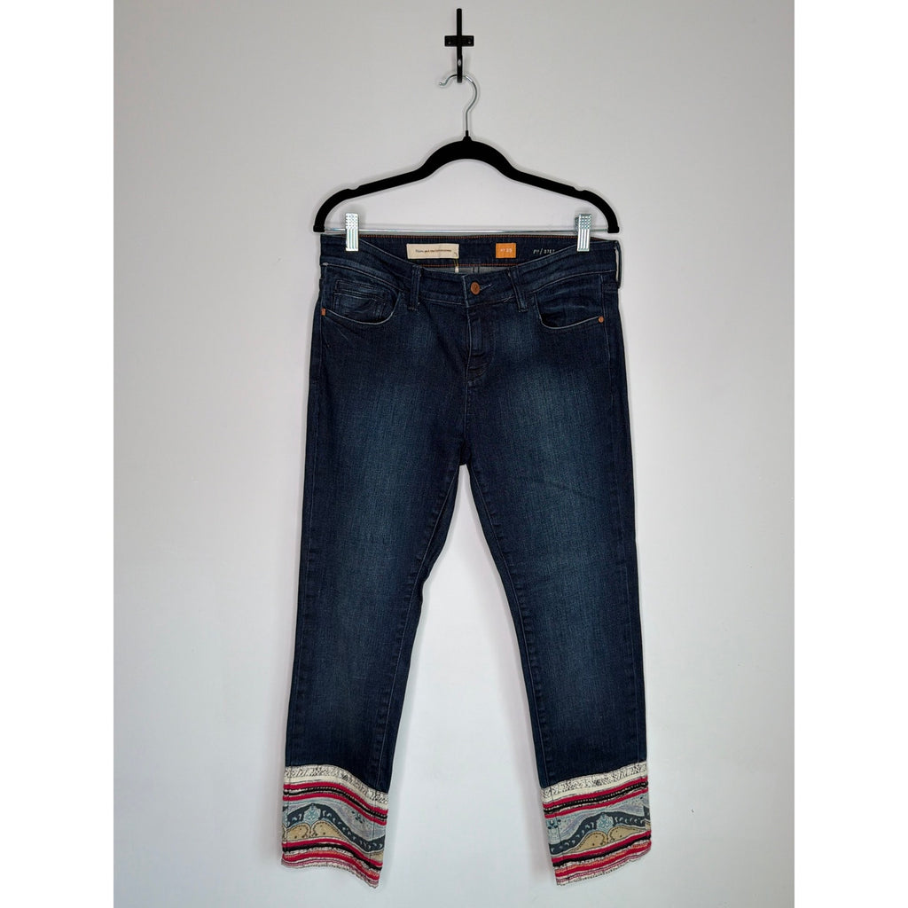 PILCRO AND THE LETTERPRESS Boho Embroidered Cuff Jean Size 29
