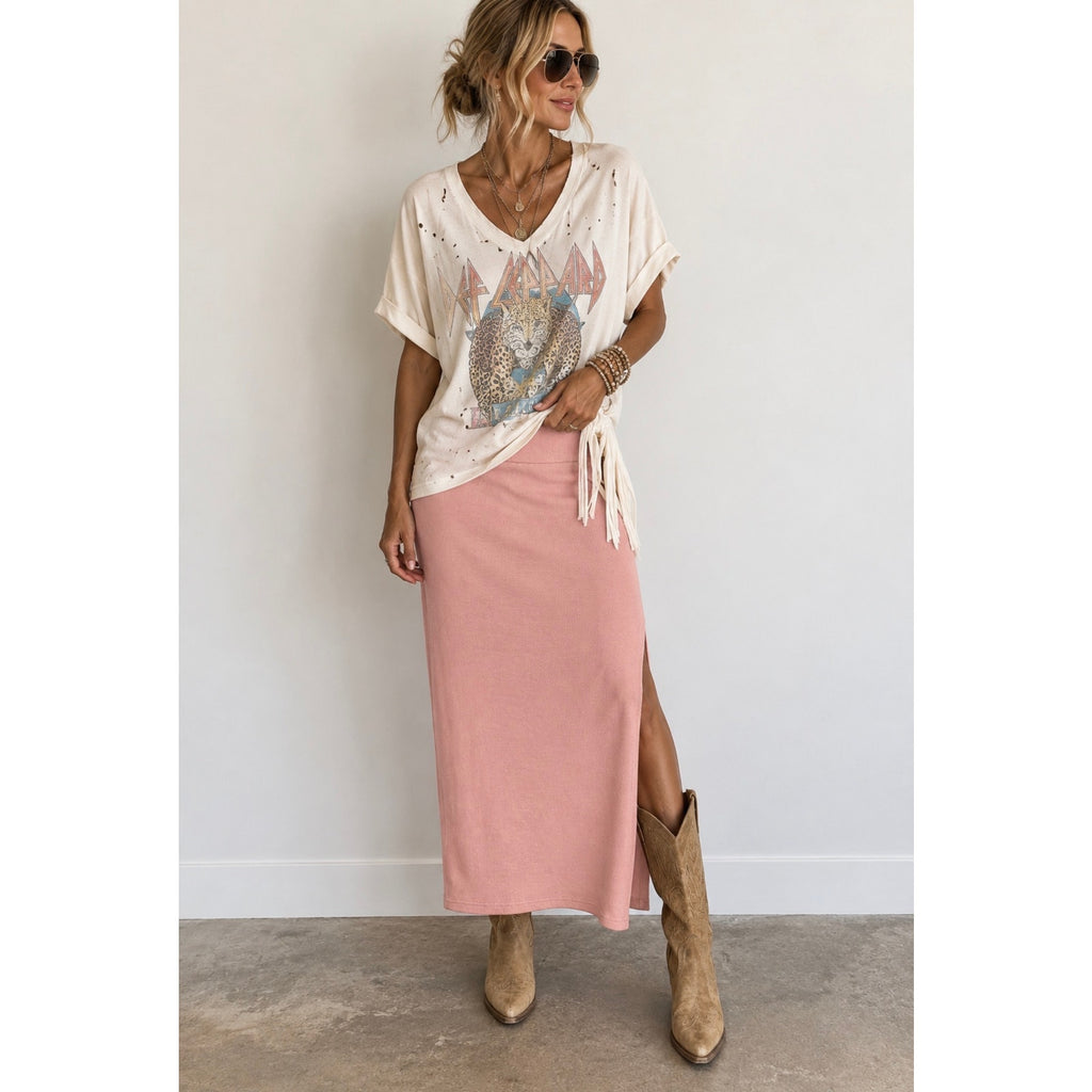HEYSON Freckled Poppy Mineral Wash Thermal Skirt w/ Side Slit NWT Size Small
