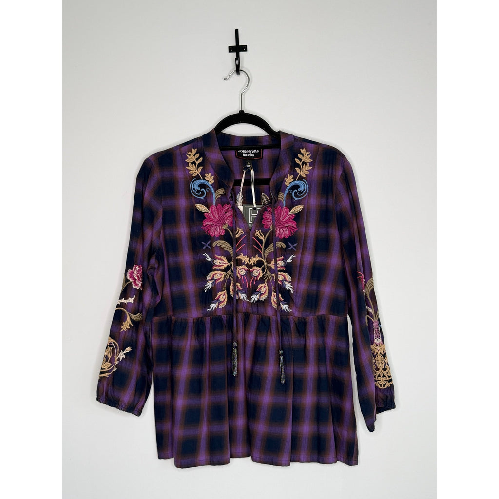 JOHNNY WAS WORKSHOP V-Neck Swing Blouse NWT Size SMALL