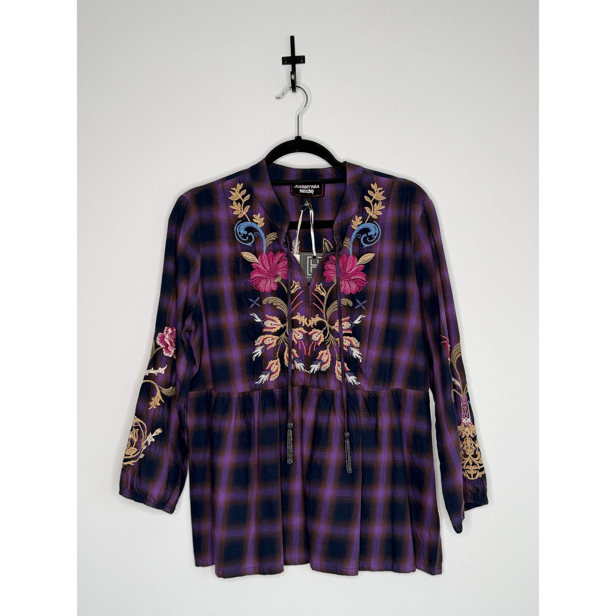 JOHNNY WAS WORKSHOP V-Neck Swing Blouse NWT Size SMALL