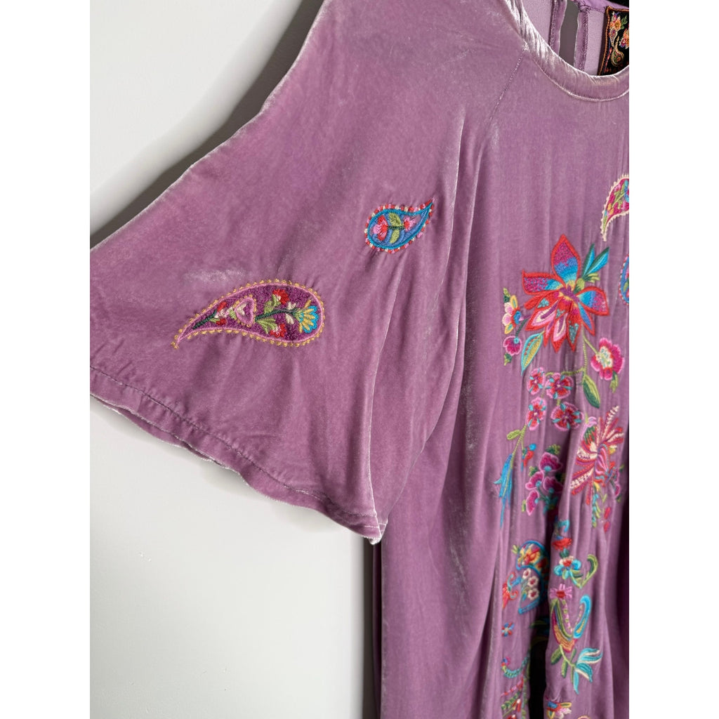 JOHNNY WAS Karime Velvet Flutter Sleeve Raglan Dress NWT Size SMALL