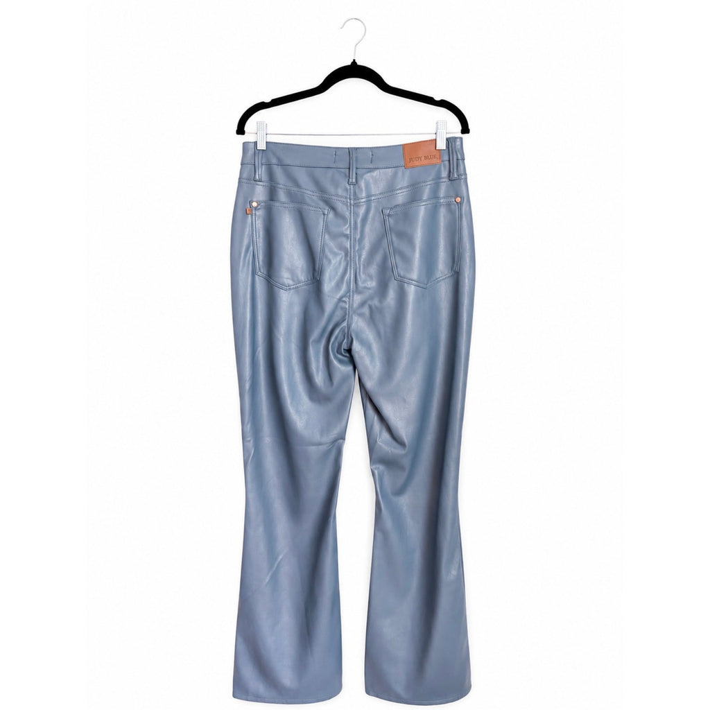 JUDY BLUE Faux Leather Flare Trouser Pants with Tummy Control Size 11/30