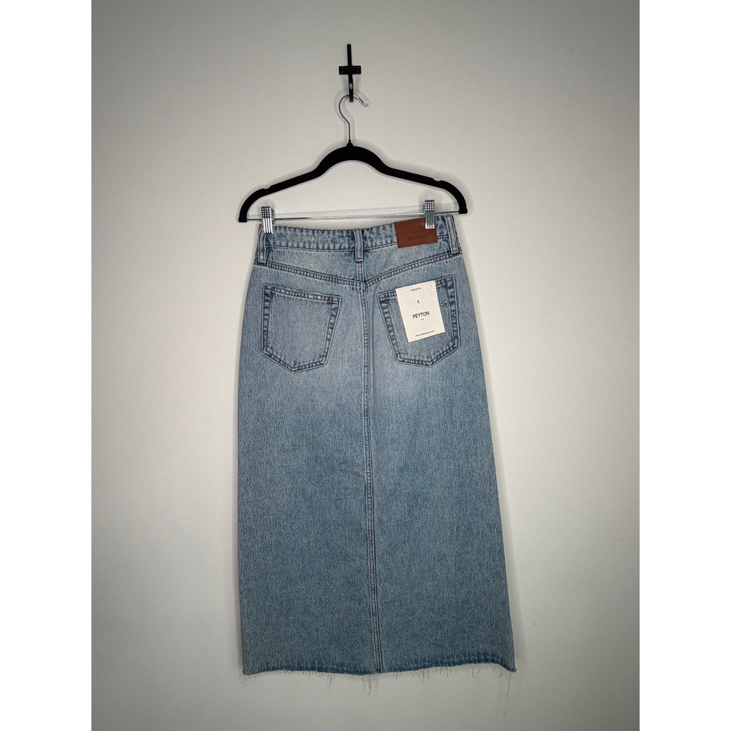 HIDDEN JEANS Peyton High Waist Classic Denim Midi Skirt Size S