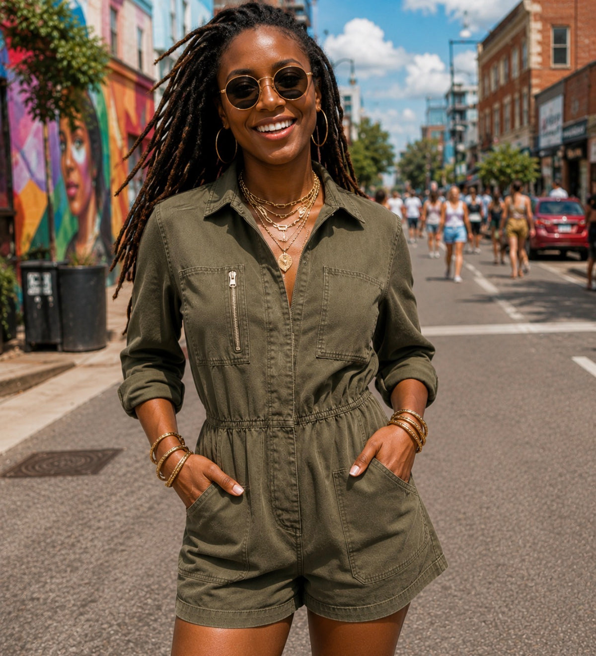 Outerknown Long Sleeve Button-Down Romper NWT Size SMALL
