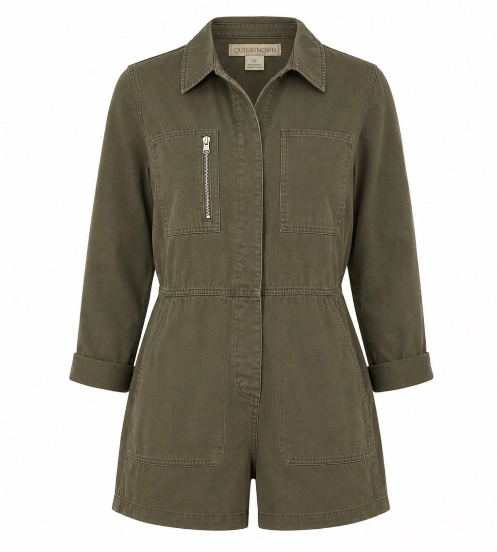 Outerknown Long Sleeve Button-Down Romper NWT Size SMALL