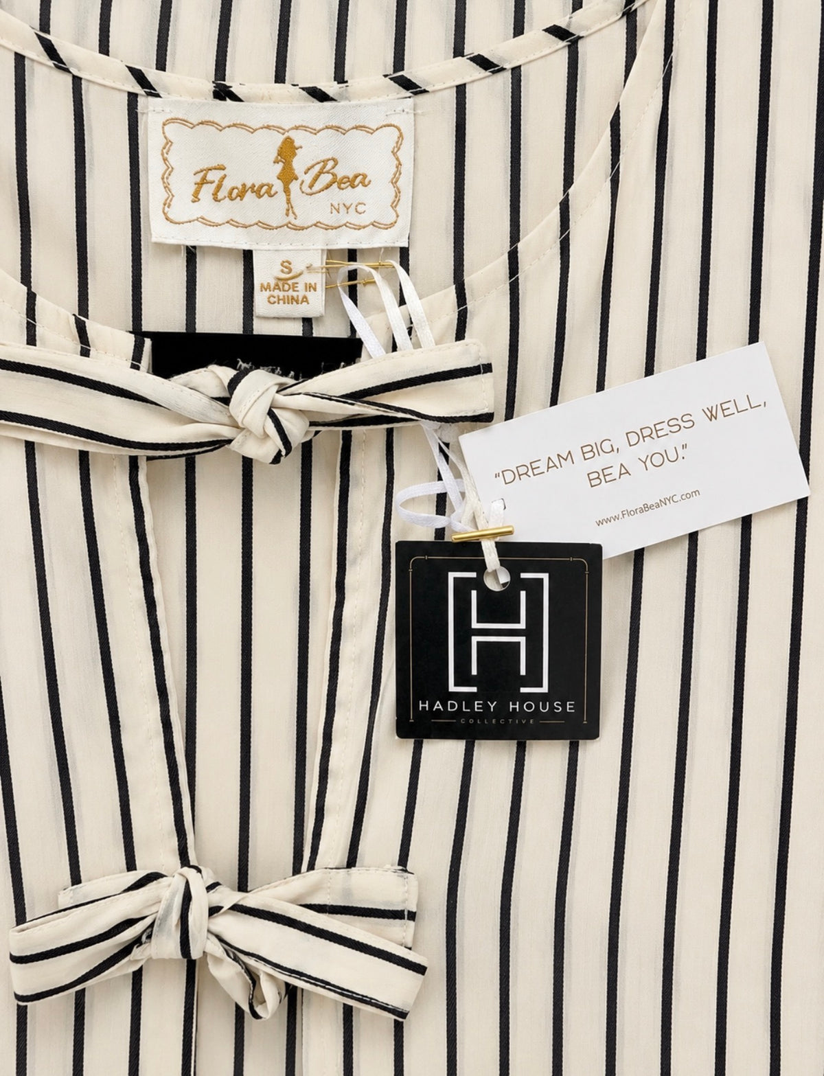 FLORA BEA Westie Tuxedo Stripe Dress NWT Size SMALL