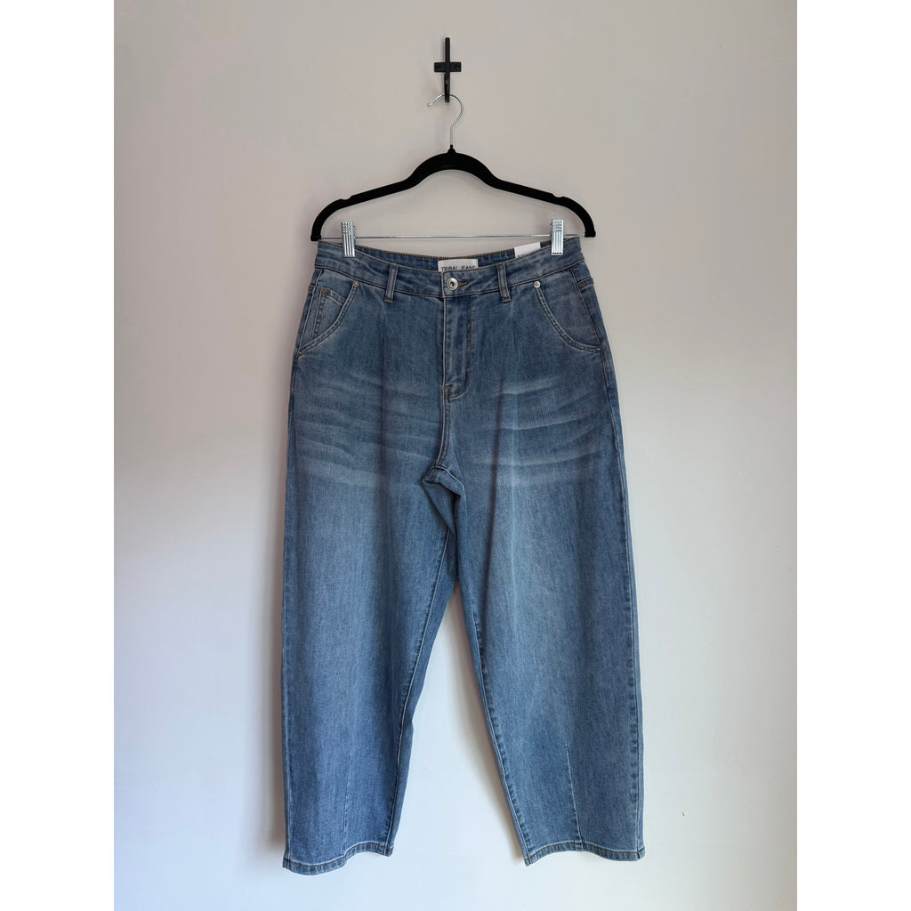 TRIBAL JEANS Audrey Mid Rise Girlfriend Barrel Leg l Jamba Balloon Jeans NWT Size 6