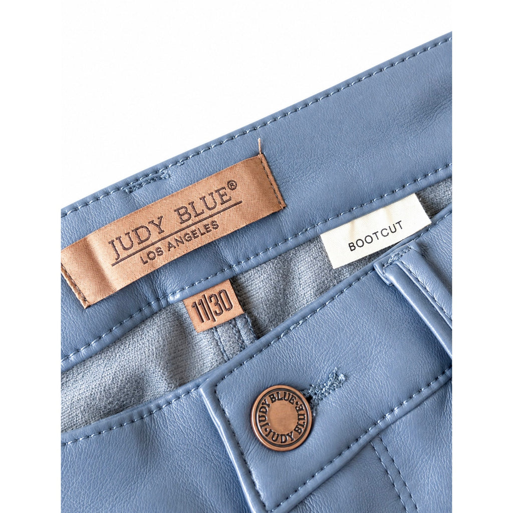 JUDY BLUE Faux Leather Flare Trouser Pants with Tummy Control NWT Size Small 3/26