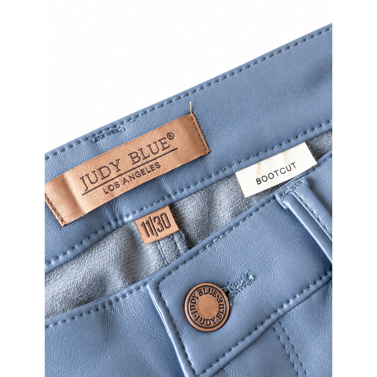 JUDY BLUE Faux Leather Flare Trouser Pants with Tummy Control NWT Size Small 3/26