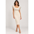 THE ROOM Anthropologie Cream Bodycon Ruffle Dress NWT Size LARGE