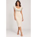 THE ROOM Anthropologie Cream Bodycon Ruffle Dress NWT Size LARGE