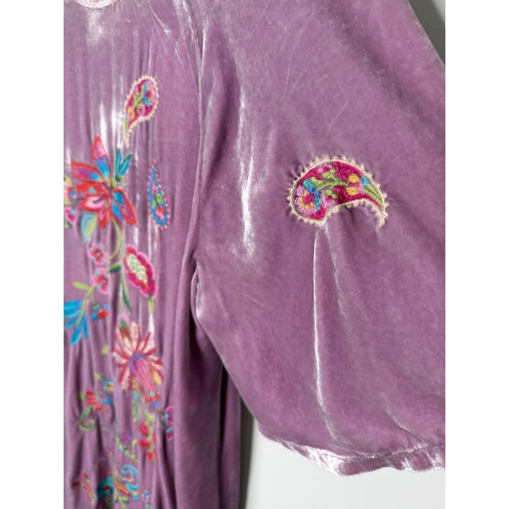 JOHNNY WAS Karime Velvet Flutter Sleeve Raglan Dress NWT Size SMALL