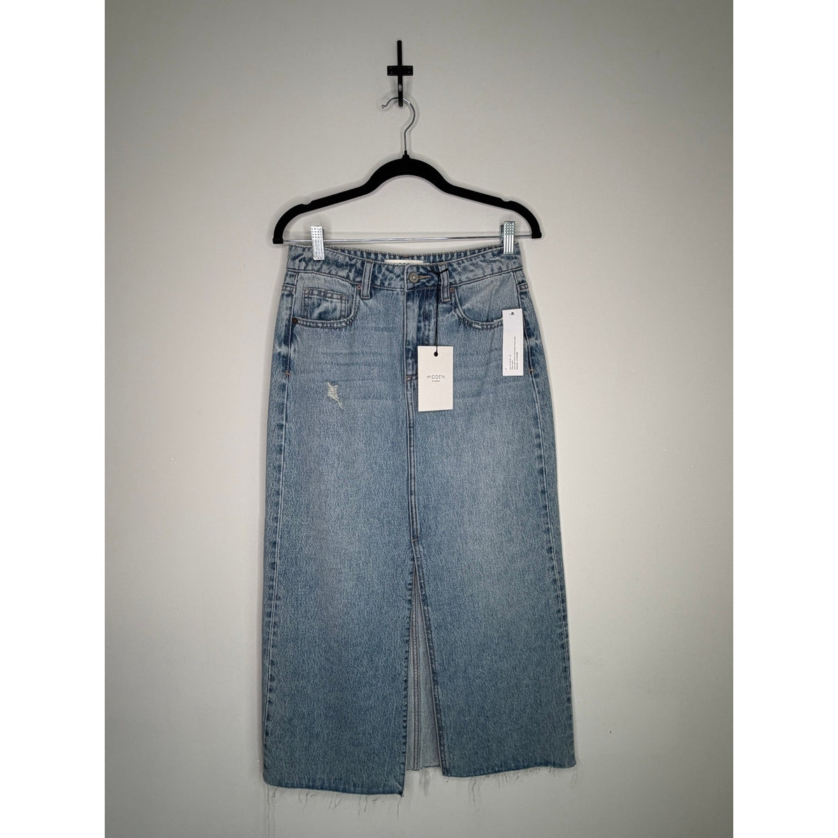 HIDDEN JEANS Peyton High Waist Classic Denim Midi Skirt NWT Size Small