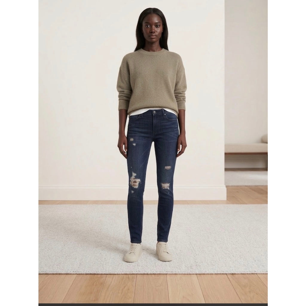 WHITE HOUSE BLACK MARKET The Skinny Jeans with Sequin Distress NWT Size 4